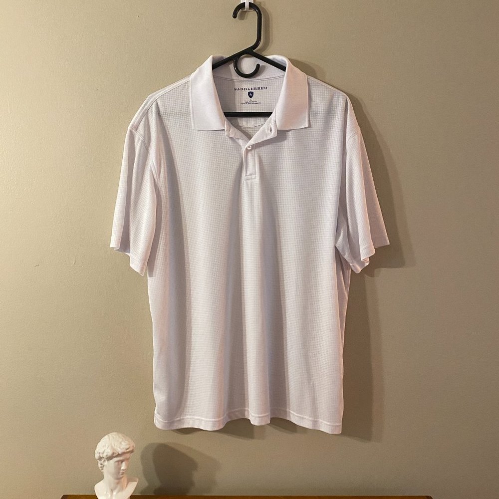 Saddlebred, men's size L, polo, white, 100% Polyester